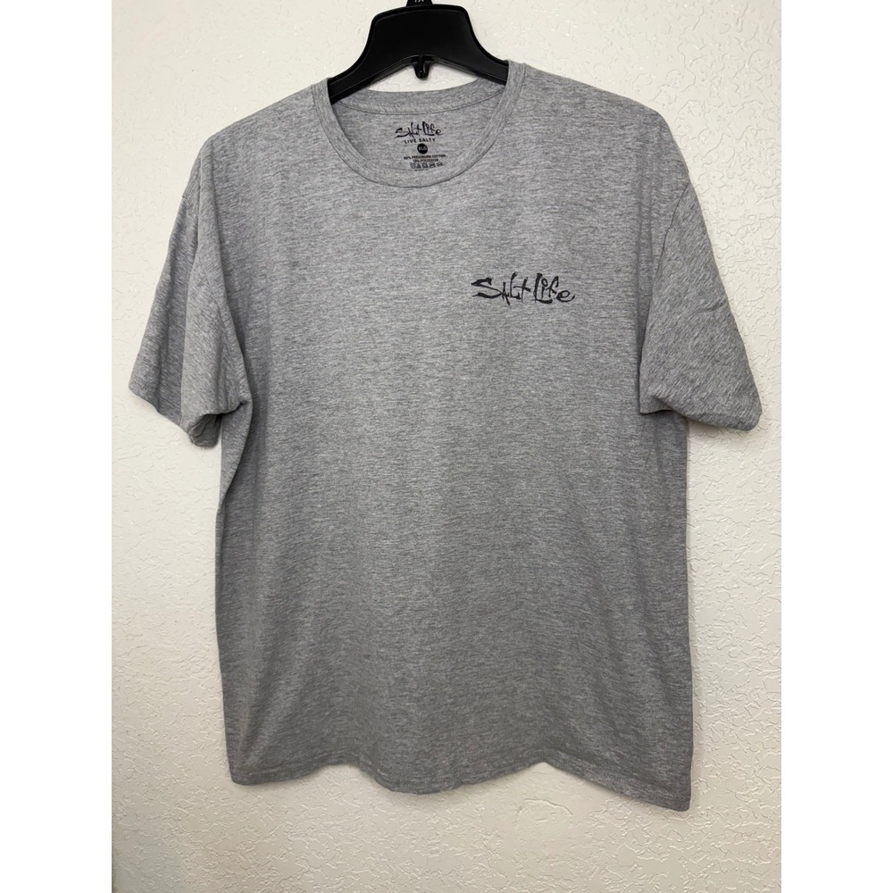 Salt Life Mens XLG No Sea Too Rough Mermaid Anchor Graphic T-Shirt Heather Grey‎